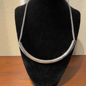 Express Silvertone Curved Bar Necklace 16”-18”
